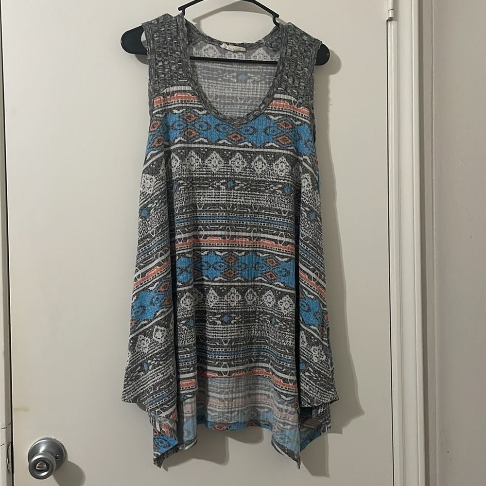 Entro Blue and Gray Asymmetrical Dress Size M